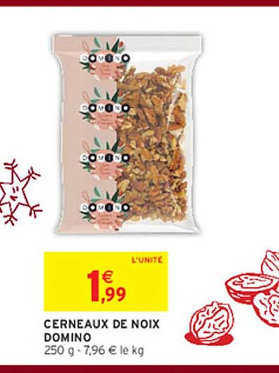 CERNEAUX DE NOIX DOMINO 250 g · 7,96 € le kg