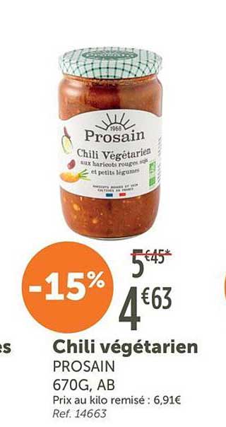 Chili végétarien PROSAIN 670G, AB