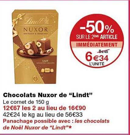 Chocolats Nuxor de “Lindt”