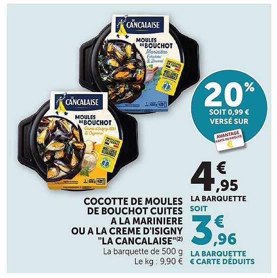 COCOTTE DE MOULES DE BOUCHOT CUITES À LA MARINIÈRE OU À LA CRÈME D’ISIGNY "LA CANCALAISE"