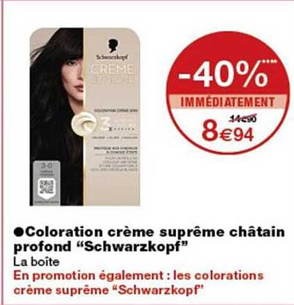Coloration crème suprême châtain profond “Schwarzkopf”