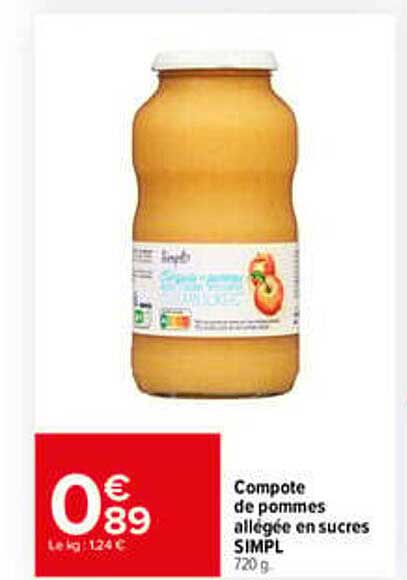 Compote de pommes allégée en sucres SIMPL 720 g