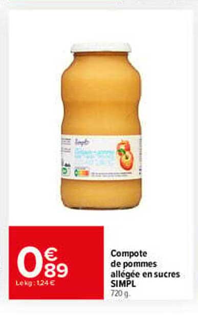 Compote de pommes allégée en sucres SIMPL 720 g