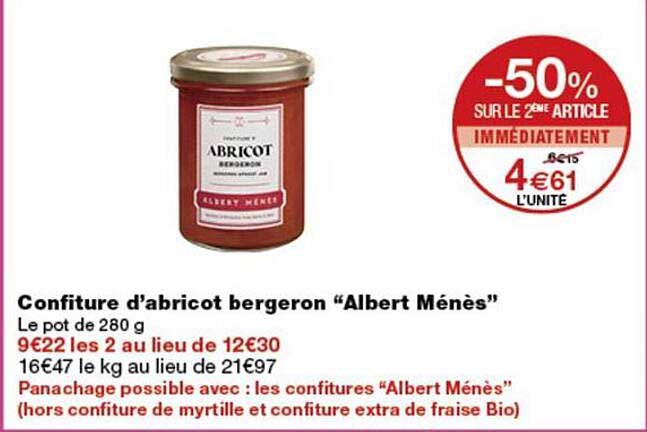Confiture d’abricot bergeron “Albert Ménès”