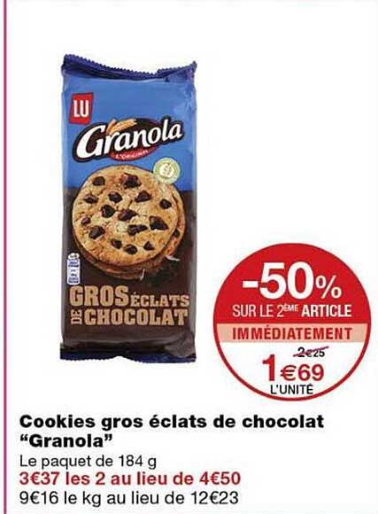 Cookies gros éclats de chocolat “Granola”