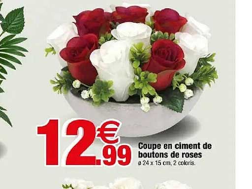 Coupe en ciment de boutons de roses