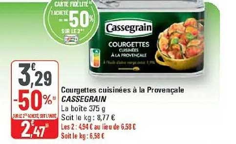 Courgettes cuisinées à la Provençale CASSEGRAIN