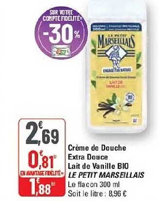 Crème de Douche Extra Douce Lait de Vanille BIO LE PETIT MARSEILLAIS