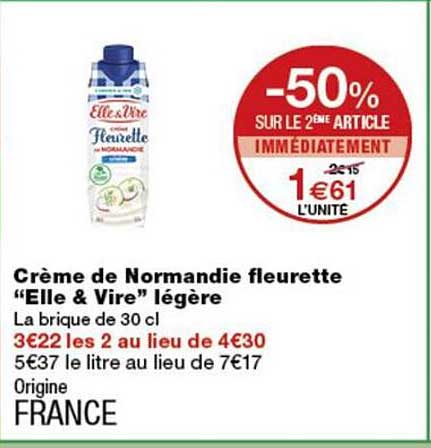 Crème de Normandie fleurette “Elle & Vire” légère