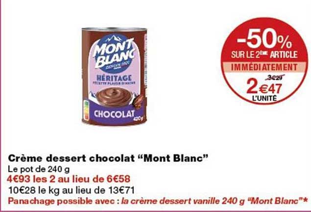 Crème dessert chocolat “Mont Blanc”