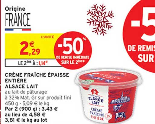 CRÈME FRAÎCHE ÉPAISSE ENTIÈRE ALSACE LAIT