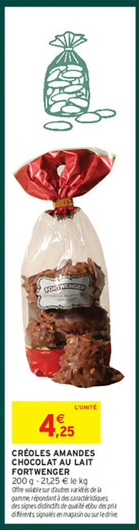 CRÉOLES AMANDES CHOCOLAT AU LAIT FORTWENGER