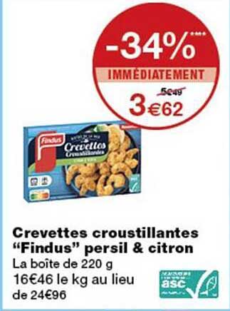 Crevettes croustillantes “Findus” persil & citron