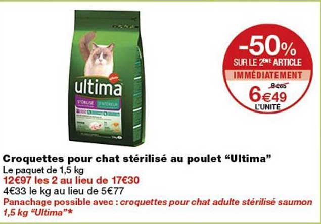 Croquettes pour chat stérilisé au poulet “Ultima”