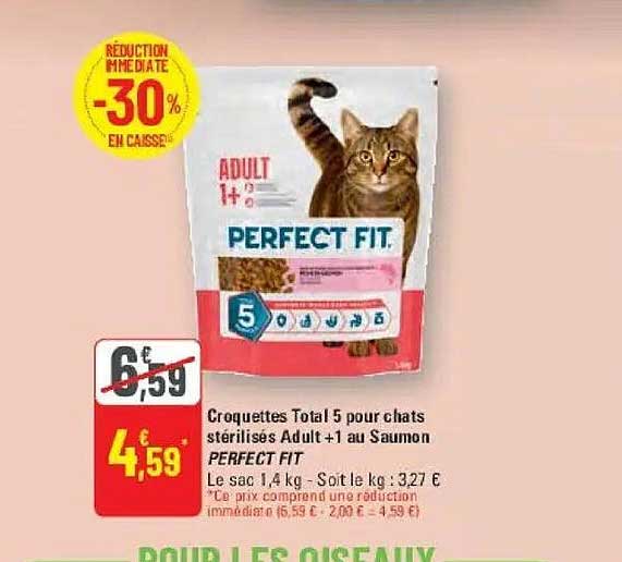 Croquettes Total 5 pour chats stérilisés Adult +1 au Saumon PERFECT FIT