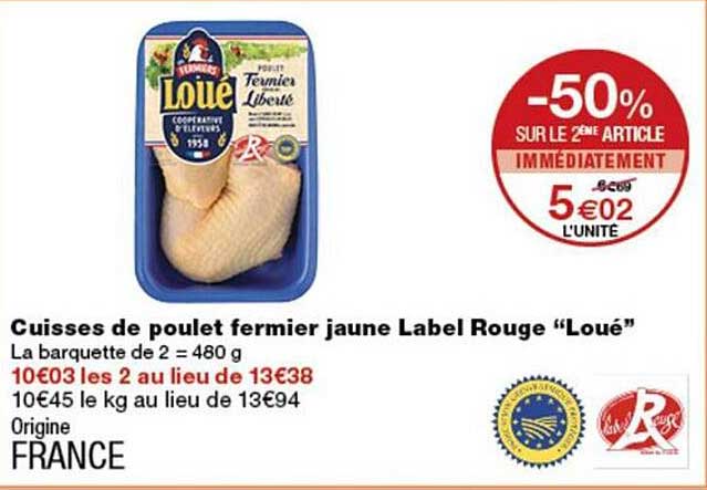 Cuisses de poulet fermier jaune Label Rouge “Loué”