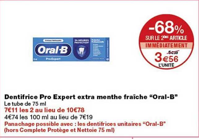 Dentifrice Pro Expert extra menthe fraîche “Oral-B”