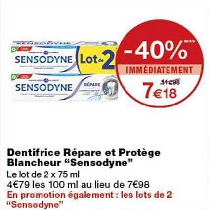Dentifrice Répare et Protège Blancheur “Sensodyne”