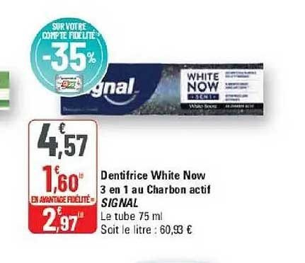 Dentifrice White Now 3 en 1 au Charbon actif SIGNAL