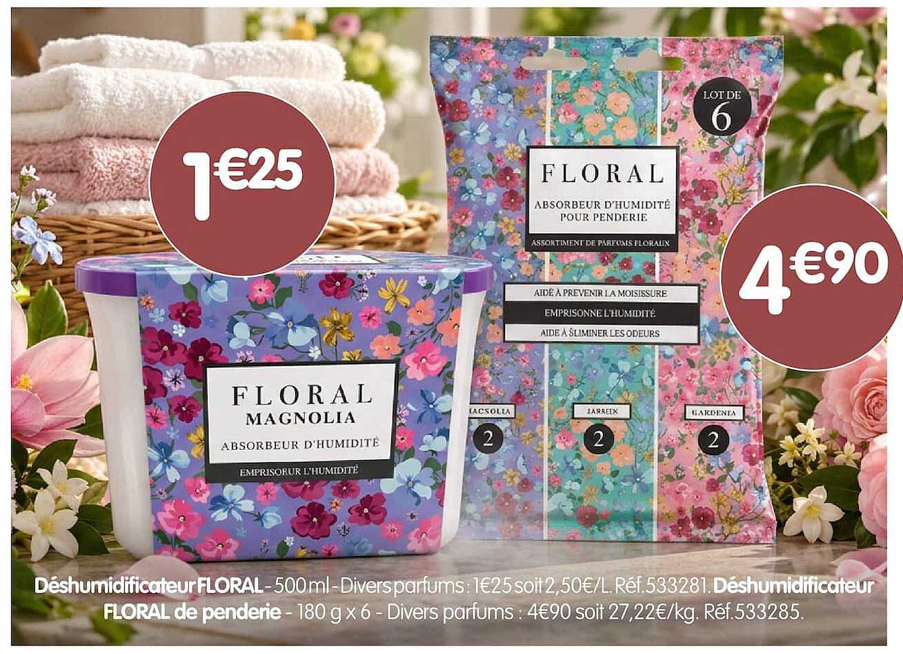 Déshumidificateur FLORAL - 500 ml - Divers parfums