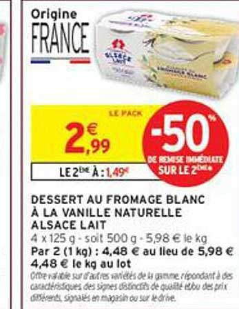 DESSERT AU FROMAGE BLANC À LA VANILLE NATURELLE ALSACE LAIT