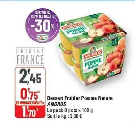 Dessert Fruitier Pomme Nature ANDROS