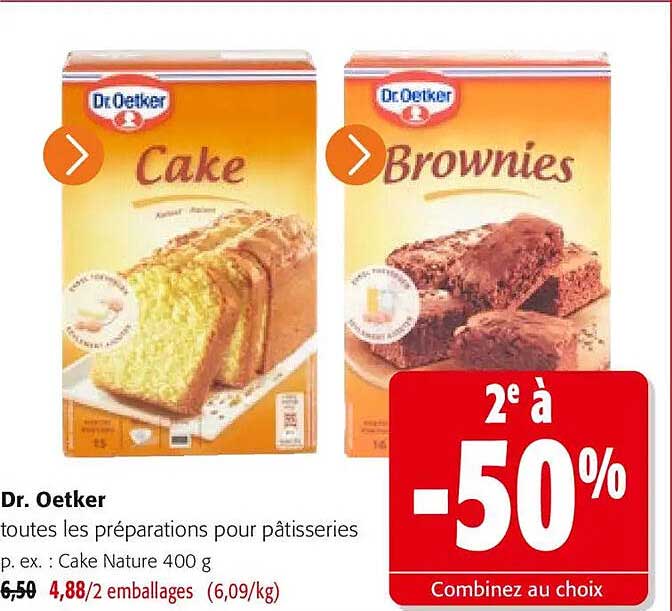 Dr. Oetker toutes les préparations pour pâtisseries p. ex. : Cake Nature 400 g