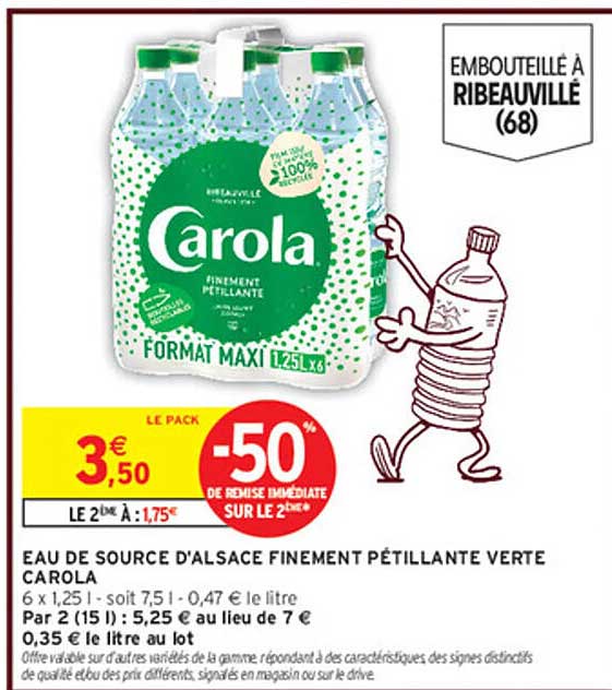 EAU DE SOURCE D'ALSACE FINEMENT PÉTILLANTE VERTE CAROLA