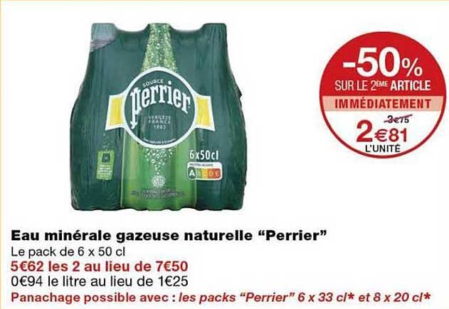 Eau minérale gazeuse naturelle “Perrier”