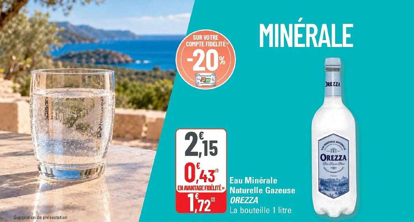 Eau Minérale Naturelle Gazeuse OREZZA La bouteille 1 litre