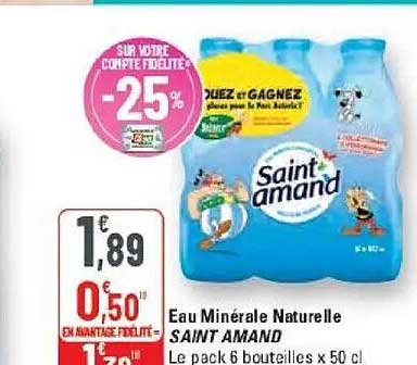 EAU MINERALE NATURELLE SAINT AMAND Le pack 6 bouteilles x 50 cl