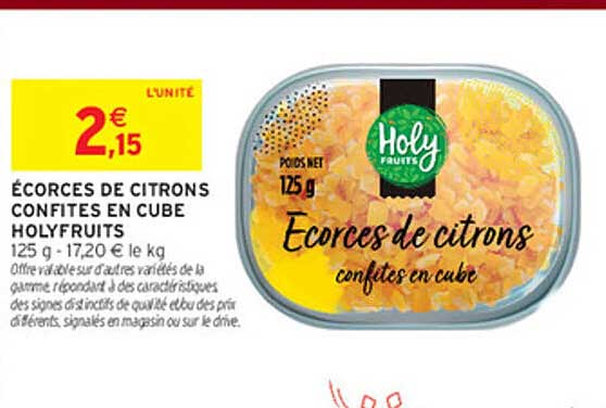 ÉCORCES DE CITRONS CONFITES EN CUBE HOLYFRUITS
