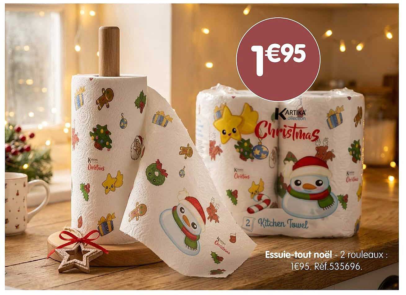 Essuie-tout noël - 2 rouleaux : 1€95. Réf.535696.
