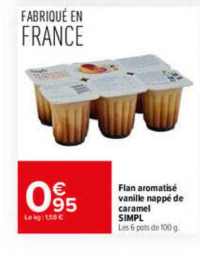 Flan aromatisé vanille nappé de caramel SIMPL Les 6 pots de 100 g