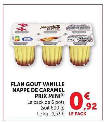 FLAN GOUT VANILLE NAPPE DE CARAMEL PRIX MINI