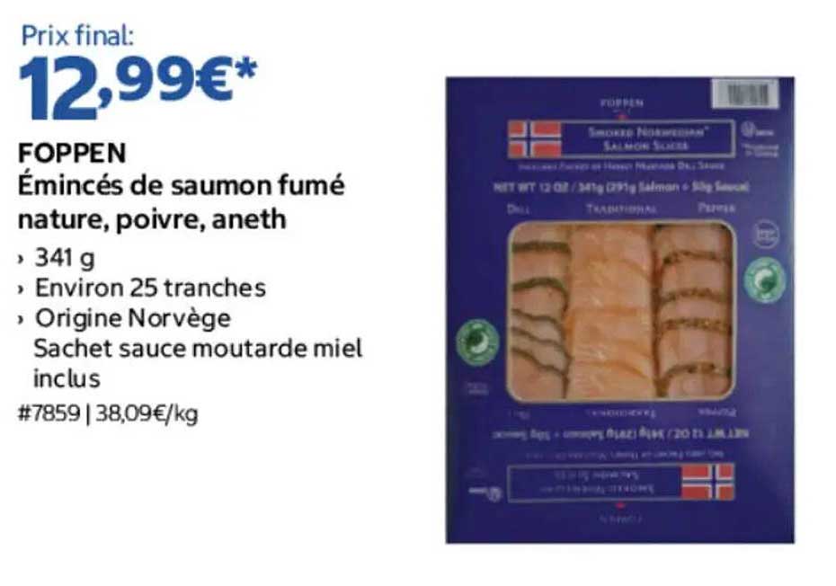 FOPPEN Émincés de saumon fumé nature, poivre, aneth