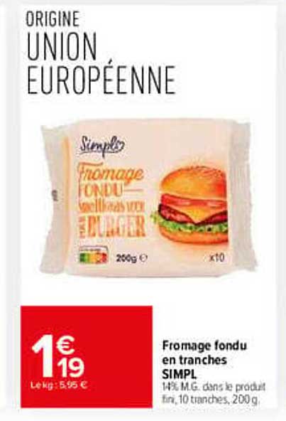 Fromage fondu en tranches SIMPL