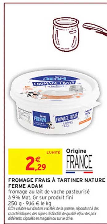 FROMAGE FRAIS À TARTINER NATURE FERME ADAM