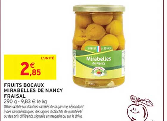 FRUITS BOCAUX MIRABELLES DE NANCY FRAISAL