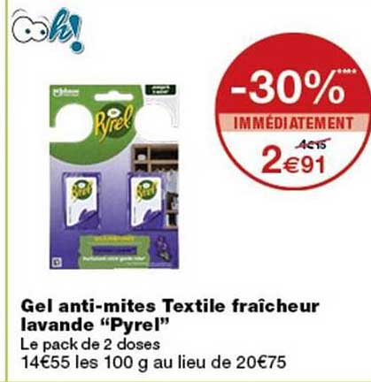 Gel anti-mites Textile fraîcheur lavande “Pyrel”