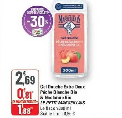 Gel Douche Extra Doux Peche Blanche Bio & Nectarine Bio LE PETIT MARSEILLAIS