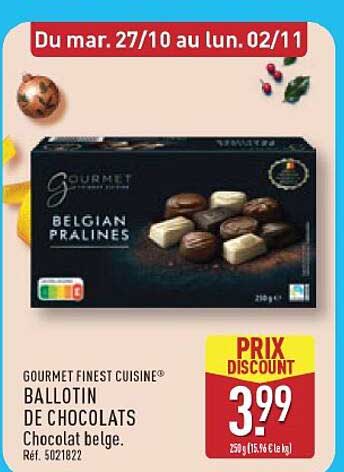 GOURMET FINEST CUISINE® BALLOTIN DE CHOCOLATS Chocolat belge. Ref. 5201822