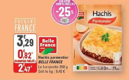 Hachis parmentier BELLE FRANCE La barquette 350 g