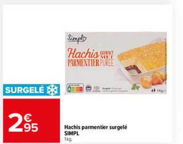 Hachis parmentier surgelé SIMPL 1kg
