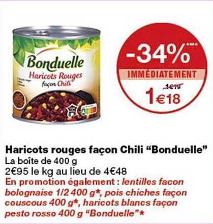 Haricots rouges façon Chili “Bonduelle”