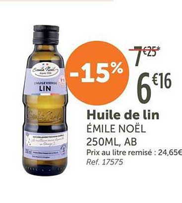 Huile de lin ÉMILE NOËL 250ML, AB