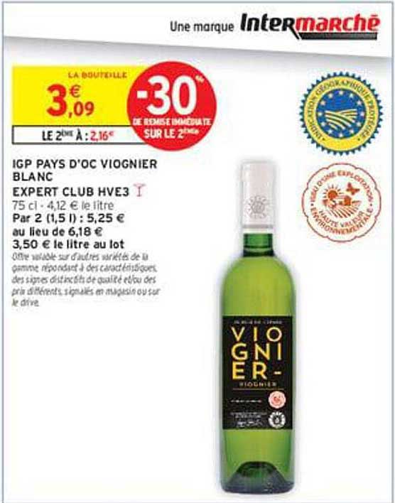 IGP PAYS D'OC VIOGNIER BLANC EXPERT CLUB HVE3