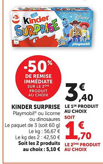 KINDER SURPRISE Playmobil® ou licorne ou dinosaures