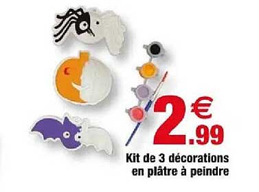 Kit de 3 décorations en plâtre à peindre