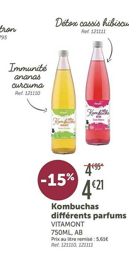 Kombuchas différents parfums VITAMONT 750ML, AB
